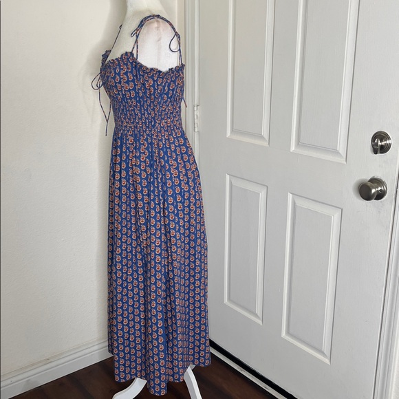 Doen Rhoda Organic Cotton Poplin Sundress Women's M Mazarine Sunrise Paisley - Picture 10 of 16